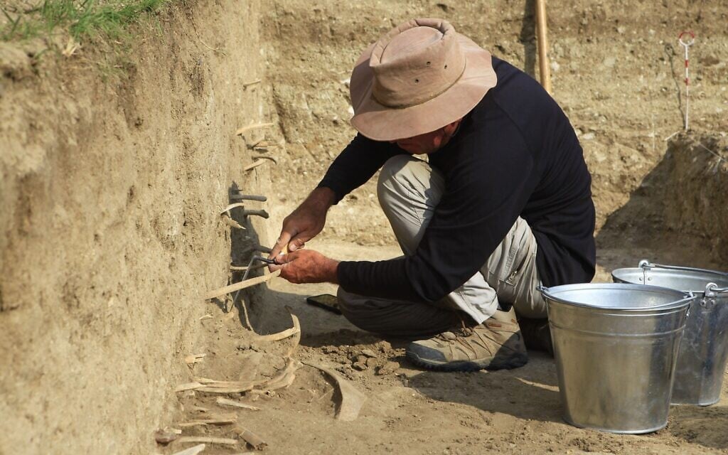 An excavator of the Northern Line of the Great Wall of China. (courtesy, Hebrew University)