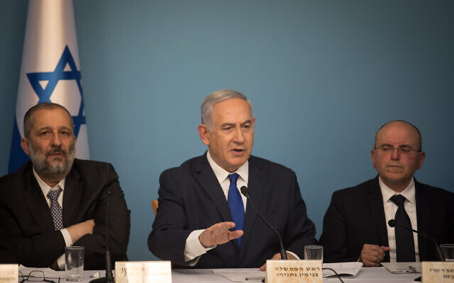 Prime Minister Benjamin Netanyahu (L) and National Security Council Chairman Meir Ben-Shabbat at a press conference at the Prime Minister's Office in Jerusalem, April 2, 2018. (Hadas Parush/Flash90) Prime Minister Benjamin Netanyahu (L) and National Security Council Chairman Meir Ben-Shabbat at a press conference at the Prime Minister's Office in Jerusalem, April 2, 2018. (Hadas Parush/Flash90)