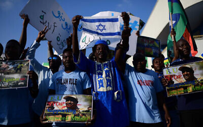 Illustrative: Sudanese demonstrate in support of their people in South Tel Aviv, June 30, 2019. (Tomer Neuberg/Flash90)