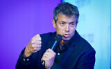 Yoaz Hendel speaks at a conference in Ramat Gan on September 8, 2019. (Flash90)