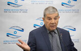 Avner Shalev, chairman of the Yad Vashem Museum, during a press conference at the Keren Hayesod headquarters in Jerusalem, on December 8, 2019. (Hadas Parush/Flash90)