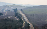 View of the border fence between Israel and Lebanon in northern Israel, February 16, 2020. (David Cohen/Flash90)