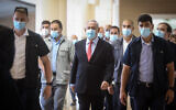 Prime Minister Benjamin Netanyahu arrives to a Likud party meeting at the Knesset, Israel's parliament in Jerusalem on May 25, 2020. (Flash90)