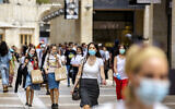 Jerusalemites walk and shop at the Mamilla Mall near Jerusalem's Old City on June 4, 2020. (Olivier Fitoussi/Flash90)