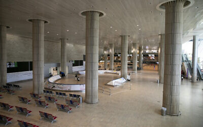 The empty arrivals hall at Ben Gurion International Airport on June 12, 2020 (Olivier Fitoussi/Flash90)
