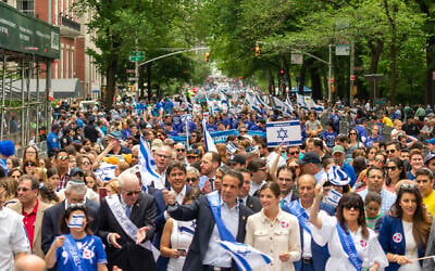 New York Gov. Andrew Cuomo marches in New York City's Celebrate Israel Parade, June 2, 2019. (David Dee Delgado/Getty Images via JTA)
