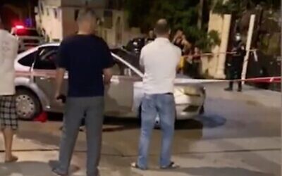 Screen capture from video at the scene where a man was fatally shot in the northern Arab Israeli town of Jatt, June 18, 2020. (Ynet)