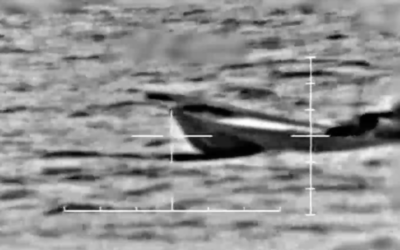 Israeli troops spot a suspected smuggling boat making its way from the Sinai Peninsula toward the Gaza Strip in undated footage, released on June 17, 2020. (Israel Defense Forces)