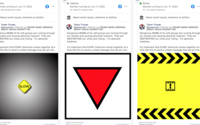 The ADL says the red triangle in a Trump campaign Facebook ad resembles a symbol used by the Nazis. (Screen shot from Facebook)