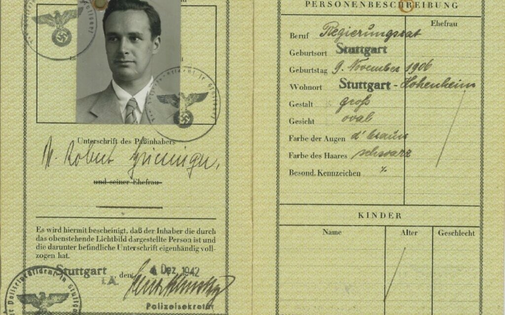 One of Robert Griesinger's passports (Courtesy of Jutta Mangold)