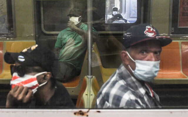 People ride the subway in Brooklyn, New York, June 8, 2020. (Stephanie Keith/Getty Images/AFP) People ride the subway in Brooklyn, New York, June 8, 2020. (Stephanie Keith/Getty Images/AFP)