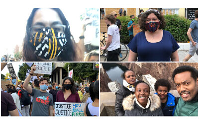Jews who attended protests across the country. (Top left, clockwise, courtesy of Rebecca Pierce, Ruth Friedman, Beejhy Barhany and Rachel Sumekh)