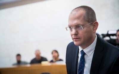 Yisrael Beytenu MK Oded Forer at the Supreme Court in Jerusalem, February 5, 2020. (Yonatan Sindel/Flash90)