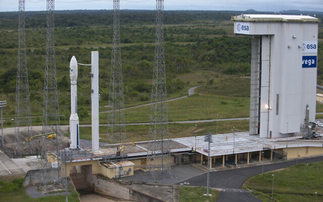 Illustrative: The Vega 1 rocket on the launchpad in 2012. (S. Corvaja/ESA) Illustrative: The Vega 1 rocket on the launchpad in 2012. (S. Corvaja/ESA)