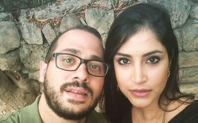This undated photo released by the Shin Bet security service on June 30, 2020, shows Arab Israeli citizen Beirut Hamoud (R) and her husband Bilal Bizari. The Shin Bet accused the two of working to recruit two residents of Majd al-Krum, Hamoud's hometown, for the Hezbollah terror group. (Shin Bet)