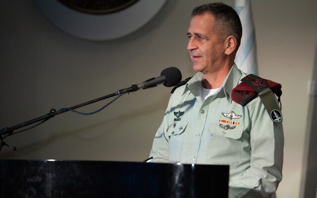 IDF Chief of Staff Aviv Kohavi speaks at a ceremony at the Military Colleges campus north of Tel Aviv on June 8, 2020. (Israel Defense Forces) IDF Chief of Staff Aviv Kohavi speaks at a ceremony at the Military Colleges campus north of Tel Aviv on June 8, 2020. (Israel Defense Forces)