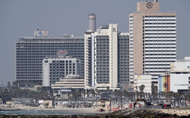 Hotels on Tel Aviv's coastline are seen from Jaffa on March 26, 2020 (Gili Yaari /Flash90) Hotels on Tel Aviv's coastline are seen from Jaffa on March 26, 2020 (Gili Yaari /Flash90)