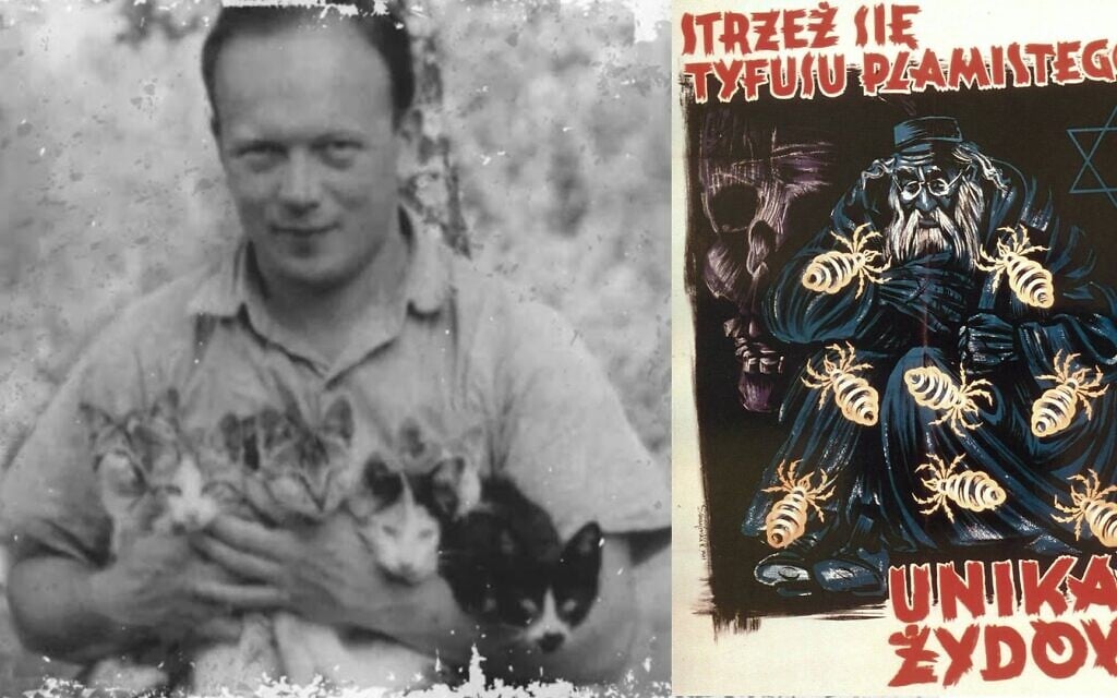 Polish physician Eugene Lazowski and Nazi poster about Jews as typhus carriers (public domain) Polish physician Eugene Lazowski and Nazi poster about Jews as typhus carriers (public domain)