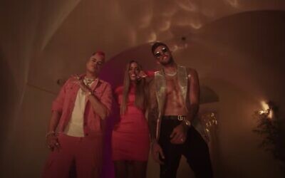Static (left), Nasreen Qadri (center) and Ben El Tavori sing about gay pride in the 2020 Pride Week single, commissioned by the city of Tel Aviv, which had to cancel its Pride celebration due to the coronavirus (Courtesy screen grab)