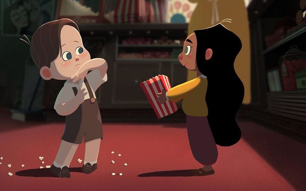 Ranin offers Mouize popcorn in 'Cinema Rex.' (Courtesy of Mayan Engelman & Eliran Peled/Cinema Rex)