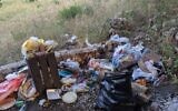 Trash in nature, from a presentation by former MK Miki Haimovich during a Knesset Interior Affairs and Environment Committee meeting on waste, June 2, 2020.