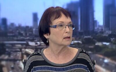 Professor Yael Amitai speaks on Channel 13 news, undated video (Screen grab/Channel 13)