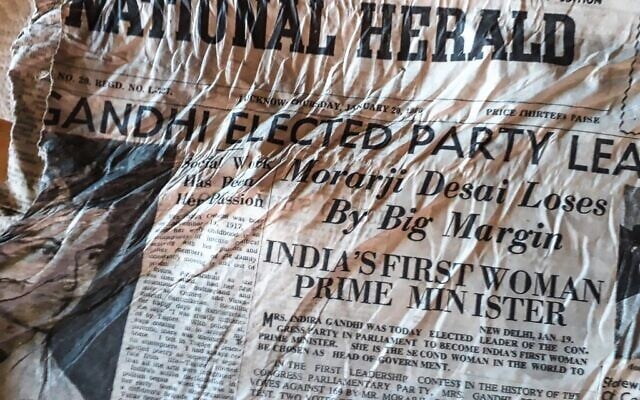 A picture taken on July 9, 2020, at the Bossons glacier near Chamonix in the French Alps, shows a 1966 copy of Indian newspaper The Herald with a healdline announcing the election of Indira Gandhi, likely to have been on board the Air India Boeing 707 "Kangchenjunga" aircraft that crashed in the nearby Mont Blanc massif on January 24, 1966 (Bernard BARRON / AFP) A picture taken on July 9, 2020, at the Bossons glacier near Chamonix in the French Alps, shows a 1966 copy of Indian newspaper The Herald with a healdline announcing the election of Indira Gandhi, likely to have been on board the Air India Boeing 707 "Kangchenjunga" aircraft that crashed in the nearby Mont Blanc massif on January 24, 1966 (Bernard BARRON / AFP)