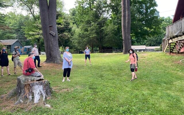 Guests at the Isabella Freedman Retreat Center went on a socially distanced tour in July. (Courtesy of Hazon via JTA) Guests at the Isabella Freedman Retreat Center went on a socially distanced tour in July. (Courtesy of Hazon via JTA)