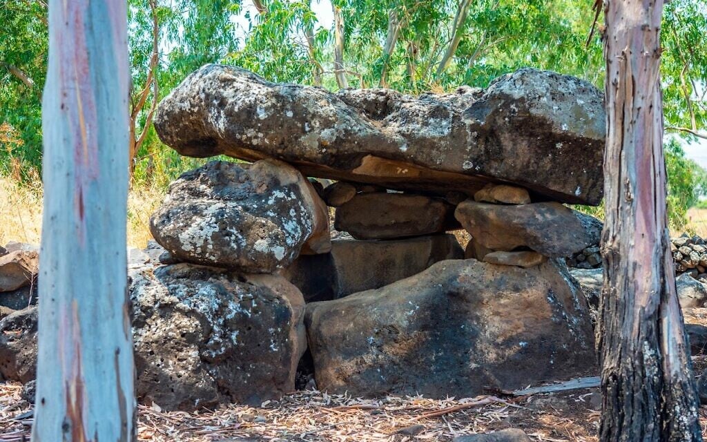 The dolmen in the Yehudiya Nature Reserve. (Yaniv Berman/ Israel Antiquities Authority)