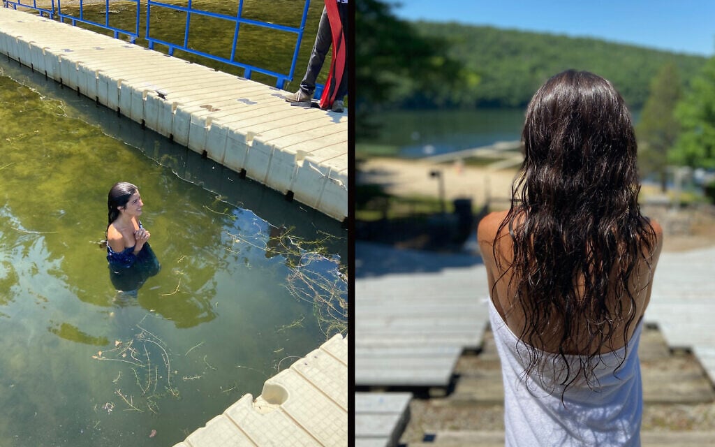 Alexa Rae Ibarra immersed in the lake at Camp Ramah in the Berkshires to complete her conversion to Judaism. (Courtesy of Ibarra via JTA) Alexa Rae Ibarra immersed in the lake at Camp Ramah in the Berkshires to complete her conversion to Judaism. (Courtesy of Ibarra via JTA)