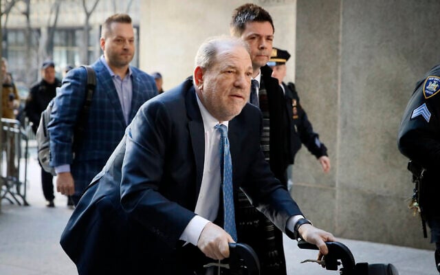 Harvey Weinstein arrives at a Manhattan courthouse during jury deliberations in his rape trial in New York, February 24, 2020. (John Minchillo/AP) Harvey Weinstein arrives at a Manhattan courthouse during jury deliberations in his rape trial in New York, February 24, 2020. (John Minchillo/AP)