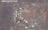 A satellite image from Planet Labs Inc. that has been annotated by experts at the James Martin Center for Nonproliferation Studies at Middlebury Institute of International Studies shows a damaged building after a fire and explosion at Iran's Natanz nuclear site, on July 3, 2020. (Planet Labs Inc., James Martin Center for Nonproliferation Studies at Middlebury Institute of International Studies via AP)