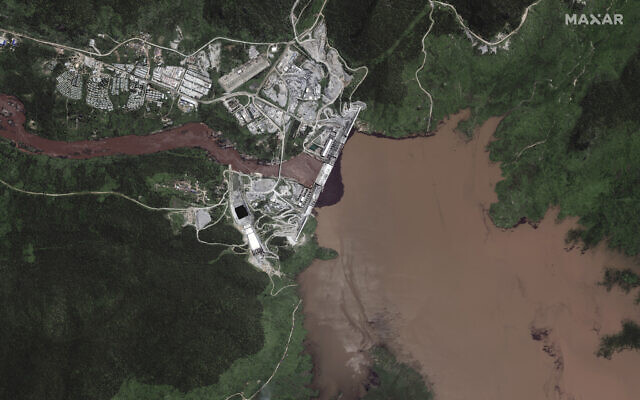 The Grand Ethiopian Renaissance Dam on the Blue Nile river in the Benishangul-Gumuz region of Ethiopia, on July 12, 2020. (Maxar Technologies via AP) The Grand Ethiopian Renaissance Dam on the Blue Nile river in the Benishangul-Gumuz region of Ethiopia, on July 12, 2020. (Maxar Technologies via AP)