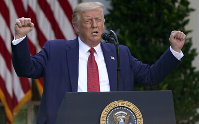 US President Donald Trump during a news conference in the Rose Garden of the White House, July 14, 2020, in Washington. (Evan Vucci/AP)