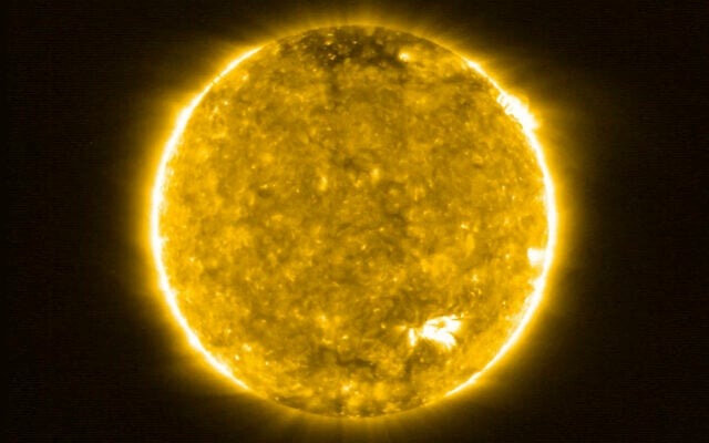 This image, provided by the European Space Agency (ESA), shows the Sun on May 30, 2020.  (Solar Orbiter/EUI Team (ESA & NASA); CSL, IAS, MPS, PMOD/WRC, ROB, UCL/MSSL/ via AP)
