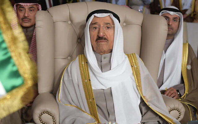 Kuwait's ruling emir, Sheikh Sabah Al Ahmad Al Sabah, attends the opening of the 30th Arab Summit in Tunis, Tunisia, on March 31, 2019. (Fethi Belaid/Pool Photo via AP, File) Kuwait's ruling emir, Sheikh Sabah Al Ahmad Al Sabah, attends the opening of the 30th Arab Summit in Tunis, Tunisia, on March 31, 2019. (Fethi Belaid/Pool Photo via AP, File)