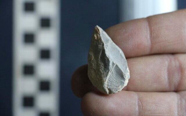 This undated photo provided by Ciprian Ardelean in July 2020 shows a stone tool found below the Last Glacial Maximum layer from a cave in Zacatecas, central Mexico. Artifacts from the cave suggest people were living in North America much earlier than most scientists think. (Ciprian Ardelean via AP) This undated photo provided by Ciprian Ardelean in July 2020 shows a stone tool found below the Last Glacial Maximum layer from a cave in Zacatecas, central Mexico. Artifacts from the cave suggest people were living in North America much earlier than most scientists think. (Ciprian Ardelean via AP)