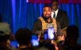 File - Kanye West makes his first presidential campaign appearance in North Charleston, South Carolina, July 19, 2020. (Lauren Petracca Ipetracca/The Post And Courier via AP)