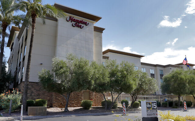 A Hampton Inn is shown on July 21, 2020 in Phoenix. (AP Photo/Matt York) A Hampton Inn is shown on July 21, 2020 in Phoenix. (AP Photo/Matt York)
