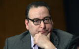 Kenneth Marcus, at the time nominated to be Assistant Secretary for Civil Rights at the Department of Education, listens during a Senate Health, Education, Labor and Pensions Committee hearing on Capitol Hill in Washington, December 5, 2017. (Susan Walsh/AP)
