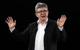 French far-left leader Jean-Luc Melenchon, gives a speech during a campaign event in Marseille, southern France, May 11, 2019. (AP Photo/Claude Paris)