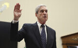 Former special counsel Robert Mueller is sworn in before he testifies before the House Judiciary Committee hearing on his report on Russian election interference, on Capitol Hill, in Washington, July 24, 2019. (AP Photo/Andrew Harnik)