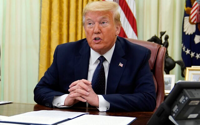 US President Donald Trump speaks in the Oval Office of the White House, May 28, 2020, in Washington. (AP Photo/Evan Vucci)