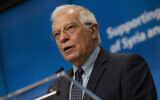 European Union foreign policy chief Josep Borrell speaks during a media conference in Brussels, June 30, 2020. (AP Photo/Virginia Mayo, Pool)