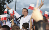 Polish President Andrzej Duda speaks to supporters at a presidential election campaign rally in Lomza, Poland, on July 7, 2020 (AP Photo/Czarek Sokolowski)