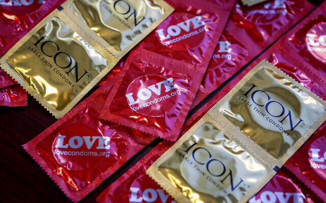 AIDS Healthcare Foundation condoms during a press conference, Feb. 14, 2013, in Los Angeles. (Bret Hartman /AP Images for AIDS Healthcare Foundation) AIDS Healthcare Foundation condoms during a press conference, Feb. 14, 2013, in Los Angeles. (Bret Hartman /AP Images for AIDS Healthcare Foundation)