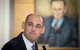 Governor of the Bank of Israel Amir Yaron attends a press conference on March 31, 2019. (Yonatan Sindel/Flash90)