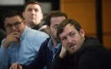 Blue and White MK Asaf Zamir, before becoming tourism minister, at a party faction meeting in Tel Aviv on January 8, 2020. (Miriam Alster/Flash90)