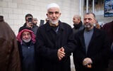Sheikh Raed Salah, leader of the northern branch of the Islamic Movement in Israel, at a court hearing in Haifa on February 10, 2020. (Flash90)