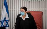 Supreme Court Chief Justice Esther Hayut at the Supreme Court in Jerusalem, on May 11, 2020. (Yonatan Sindel/Flash90)